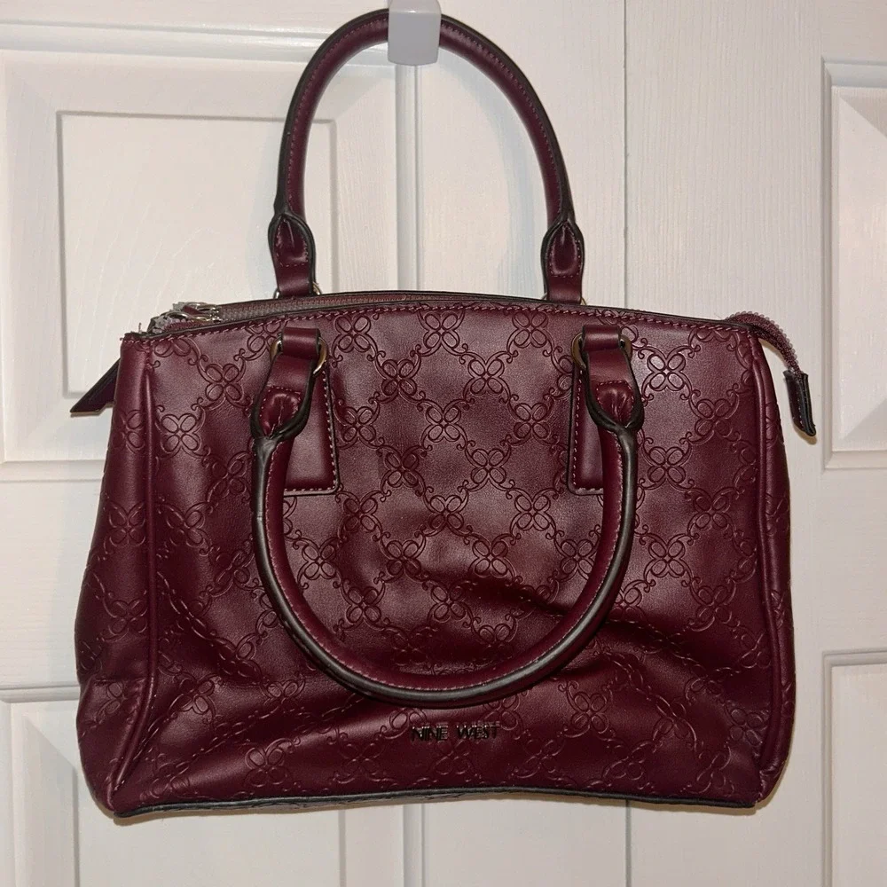 Nine West Allyce Signature Handbag Strap & Handle Brick‎ Red Color Medium Purse